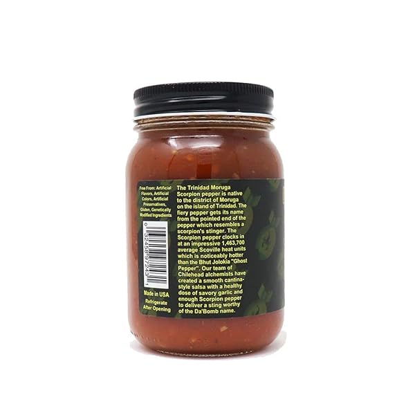 DA’BOMB – SCORPION GARLIC PEPPER SALSA – 15.5 OZ BOTTLES – MADE IN USA WITH HABANERO & JOLOKIA PEPPERS- NON-GMO, GLUTEN FREE, SUGAR FREE, KETO – PACK OF 1