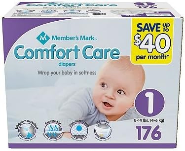 Amazon Com Member S Mark Comfort Care Baby Diapers 1 176 Ct 8