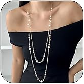 Statement Long Pearl Necklaces for Women Layered Gold and Fake Pearls Chain Necklace Dainty Fashion Layering Vintage Boho Beaded Choker Jewelry Trendy