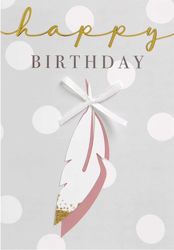Lifestyle Birthday Card - Feather Applique with Bow - 11.6 x 16.6 cm