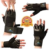 Extra Padded Weightlifting Gloves- Soft Leather With Easy Pull-Off Finger Loop-Wrist Strap For Extra Support-Double Stitched Glove & Palm- Breathable Mesh & Easy Tab Size Adjuster