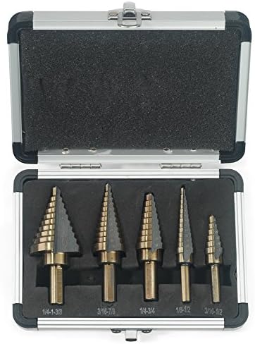 Meba 5 Piece Titanium 1/4-inch & 3/8-inch Shank Step Drill Bit Set, Standard (Sae), 5-piece