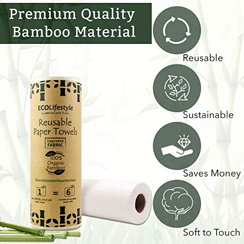 2-Bamboo-Reusable-Paper-Towels-Washable-Roll-40-Sheets-Zero-Waste-Unpaper-Towel-Eco-Friendly-Products-Sustainable-Gifts-Kitchen-Cleaning-Rolls-Alternative-Paper-Towels-Bulk-Recycled-Napkins-Cloth