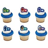 24 Pj Masks Heroes And Villians Rings Cupcake Cake Toppers Birthday Party Favor
