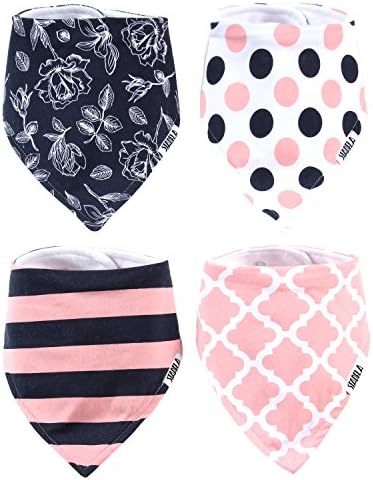 Stadela Baby Bandana Drool Bibs for Drooling and Teething 4 Pack Gift Set for Girls “French Roses set”