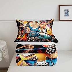 Erosebridal Boys Guitar Comforter Set Twin Size