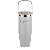 LION WAY FlexiVibe 32 oz Insulated Tumbler - Sandy Veil ⏐ Stainless Steel, Handle & Straw, Leak-Proof, Hot & Cold, Cup-Holder Compatible, BPA-Free