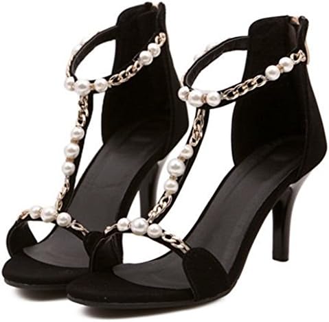 Naly Women's Rose Princess Bridal Bridesmaid Shoes Wedding Dress Sandals 8B US Black