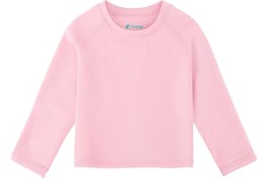 Feyoyi Baby Todder Rash Guard Shirts SPF Long Sleeve Swim Shirts Sun Protection Rashguard Swimwear for Baby Boys Girls