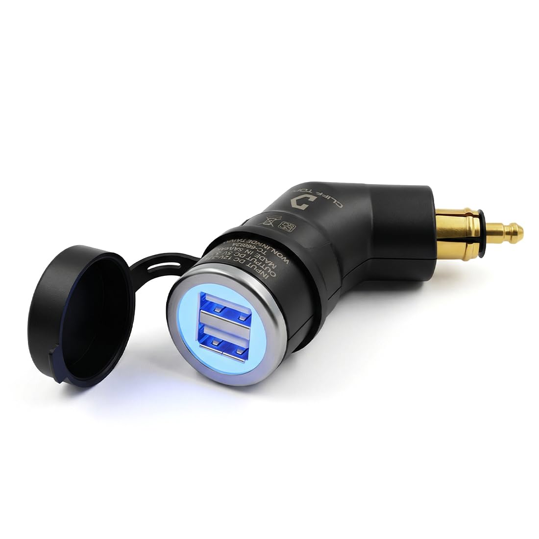 Motorcycle DIN Hella Socket Dual USB Charger for Phone / GPS SatNav