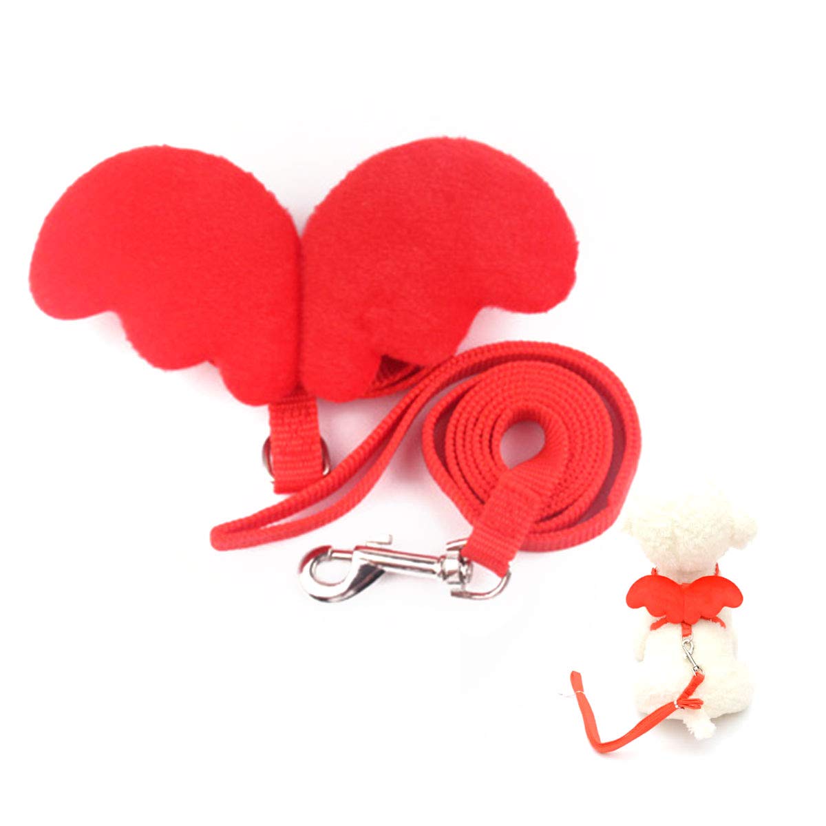 Icecode Cat Lead, Cat Leash with Angel Wings Nylon Strap Leash Adjustable Set of Harness - Best for Kitten (Red)