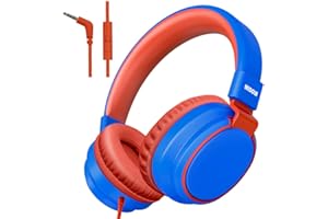 MIDOLA Headphone Kids Volume Limited 85/110dB Wired Over-Ear/On-Earr Foldable Headset with Inline Cable AUX 3.5mm Cord Mic for Boy Girl Child PC Notebook Tablet Blue
