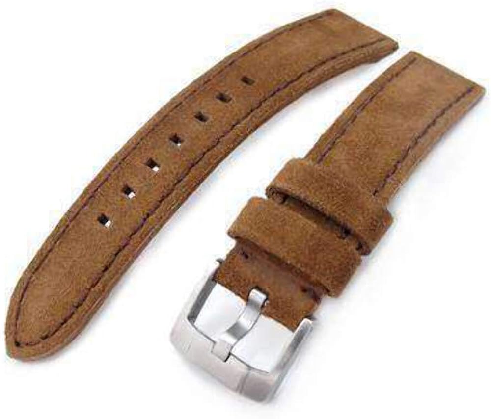Strapcode Leather Watch Strap 20mm, 21mm MiLTAT Dark Brown Nubuck
