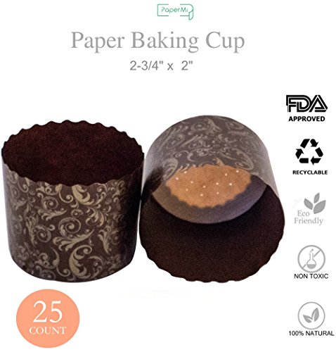 Paper Muffin Cupcake Mold Disposable Baking Cup Panettone paper mold 25ct, Non-Stick Mold All Natural FDA Approved, Providing Beautiful Display for Serving Baked Goods(2-3/4” x 2-3/8") - Thumbnail 7