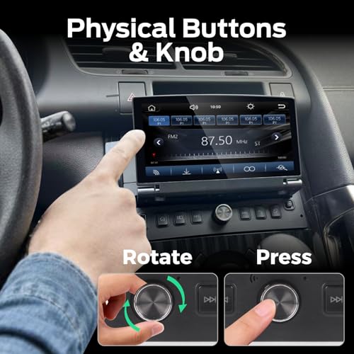 Peugeot 206 207 308 3008 Citroen C2 C3 C4 Picasso Single DIN Linux Car Stereo with Wireless CarPlay and Android Auto Touch Screen Retractable Plug and Play Bluetooth FM Radio RDS