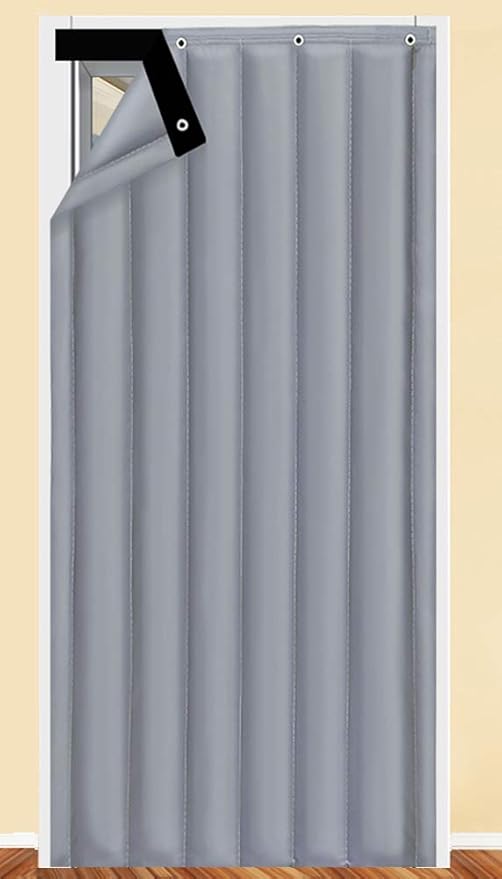 Amazon Liveinu コットンカーテン 玄関 ドア用 暖簾 間仕切りカーテン 冬 厚い 冷暖房効率up 省電対策 高断熱 遮光 ドア パネル 冬は暖かい 取り付け簡単 断熱 防音 保温 防寒 防水 遮光 防風のれん 90x210cm グレー のれん オンライン通販