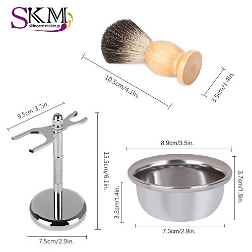 Men's Shaving Set , 3-in-1 Shaving Kit with Badger Hair Shaving Brush, Safety Razor Stand, Shaving Soap Bowl, Great Fathers Day or Christmas Gift with Gift Box for Manual Shaving - Thumbnail 5