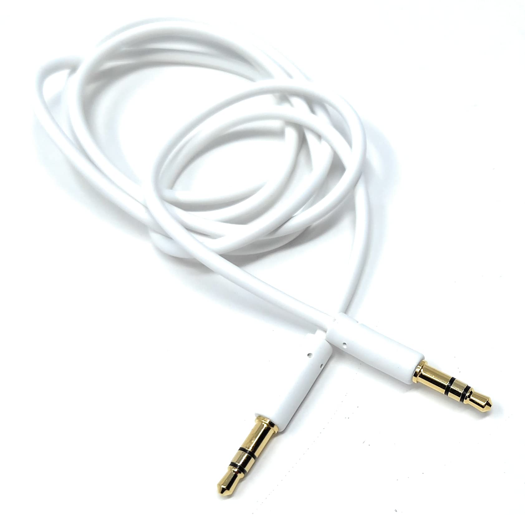 DRUT 1m 3.5mm Stereo Audio Jack Plug to Plug, Male to Male AUX, Slim Flexible Lead Cable 3.3ft White