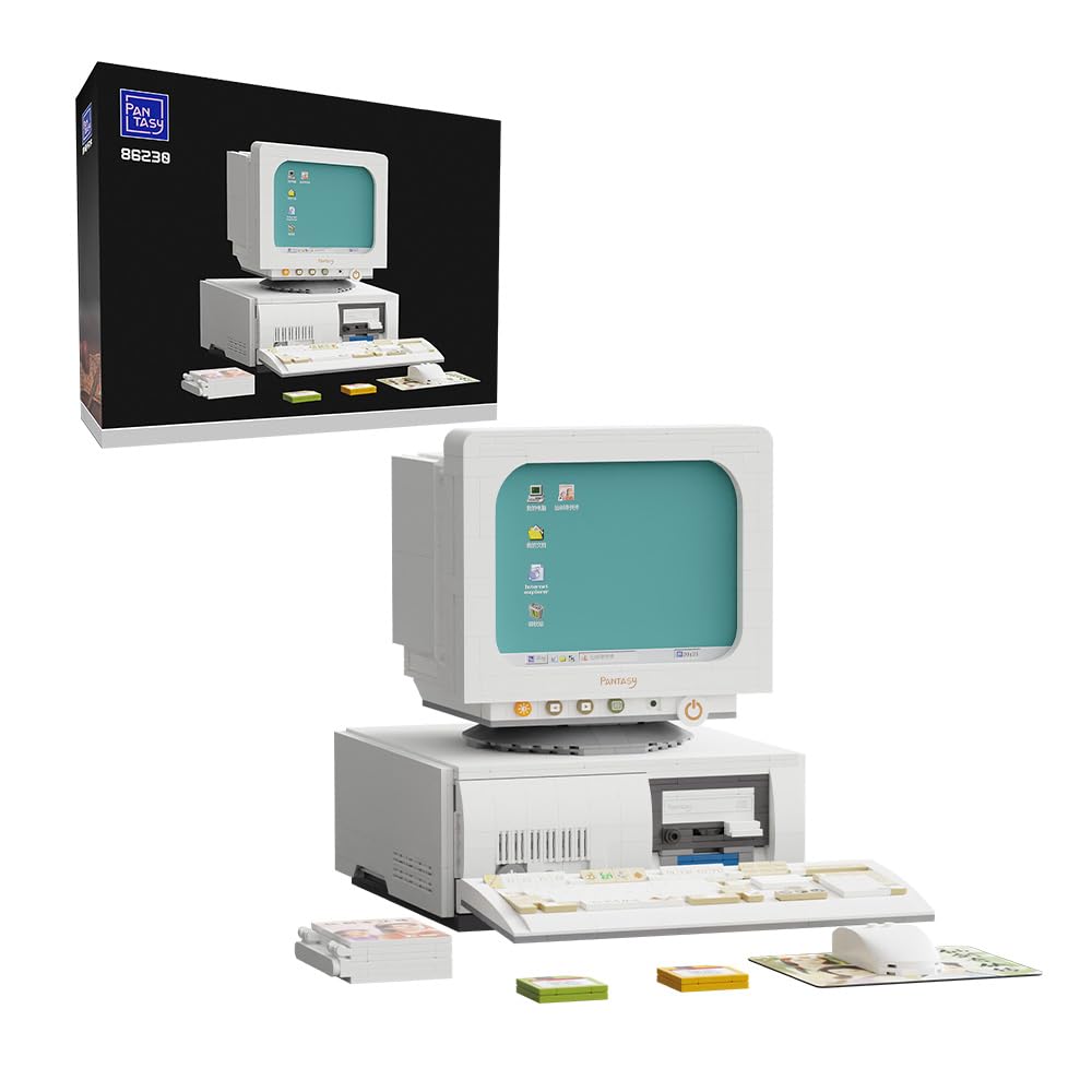 Photo 1 of BRICKKK Retro Computer Building Blocks Set, Vintage PC Model Kit for Adults, Creative Collectible Computer Model Bricks Set, Classic Desktop Construction Kit, Perfect Display Piece for Home or Office