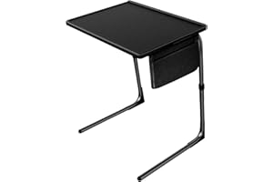 Totnz TV Tray Table, Folding TV Dinner Table Comfortable Folding Table with 3 Tilt Angle Adjustments for Eating Snack Food, Stowaway Laptop Stand,Black