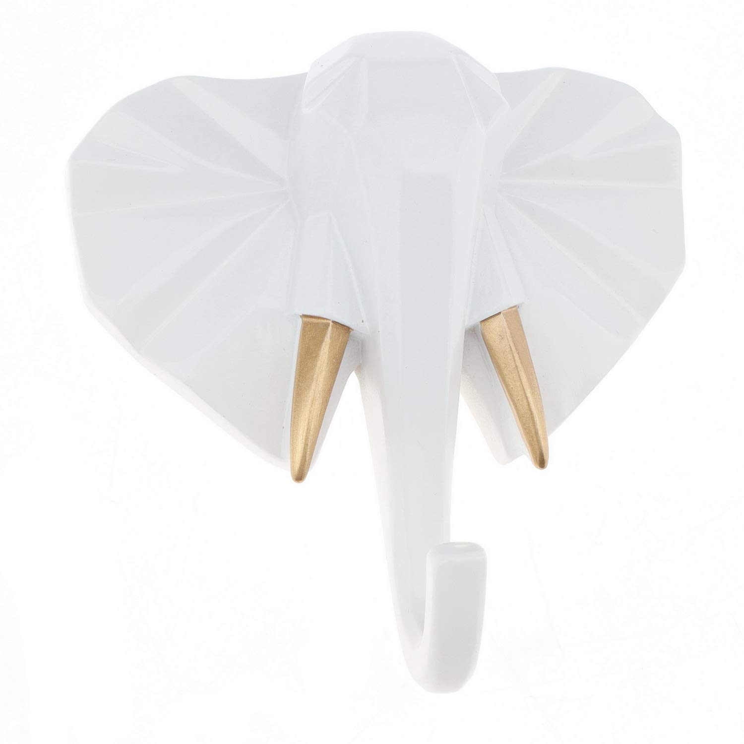 Kepfire Wall Mounted Resin Hook Animal Elephant Head White Mural Crafts Home Living Room Bedroom Crafts Decoration Hanging Coat Towel Jewelry Key Cap Rack