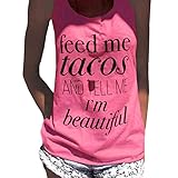 Women Tank Tops, kaifongfu Letter Print Sleeveless Tank Crop Tops Vest (S, Pink)