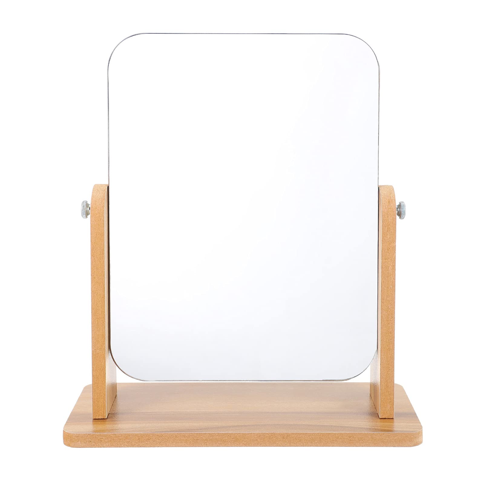 FRCOLOR Desktop Mirror Makeup Mirror Cosmetics With Wooden Base Standing Personal Care for Dormitory Bedroom Bathroom Dressing Room