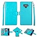 Galaxy Note 9 Wallet Case, SUPZY Leather Detachable Magnetic Flip 9 Card Slots Holder Wrist Strap Purse Removable Slim Protective Cover for Samsung Galaxy Note 9 (2018) 6.4 inch (Blue)