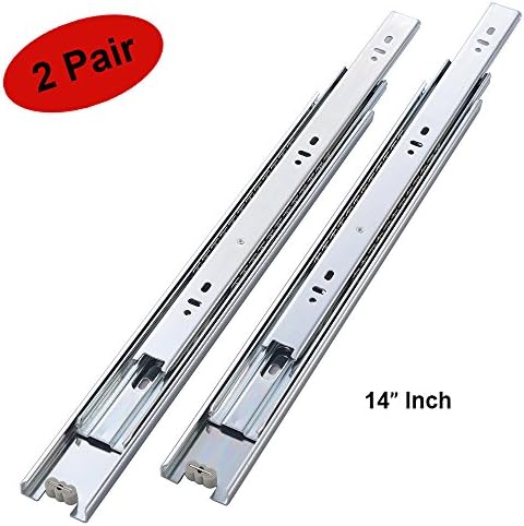 2 Pair of 14 Inch Full Extension Side Mount Ball Bearing Sliding Drawer Slides, Available In 10", 12", 14", 16", 18" and 20" Lengths