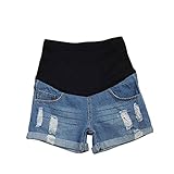 SUNNY Thin Shorts Plus Size Summer New Jeans Pregnant Women Maternity Shorts Linen Pants Care Belly Denim Cotton (L)