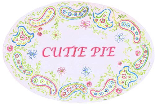 The Kids Room by Stupell Cutie Pie with Paisley Border Oval Wall Plaque