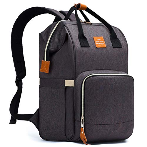 HaloVa Diaper Bag, Baby Nappy Backpack, Mommy Maternity Travel Bag with Wet Cloth Pocket and Thermal Insulated Bottle Pockets, Leather Ornaments and Eco-Friendly Fabrics, Maroon with Yellow Spots