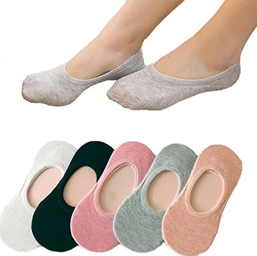 Women's Non Slip No Show Socks Low Cut Liner Cotton Summer Crew Socks 5 Pack Size 5-9
