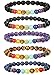 LOLIAS 5 Pcs Mens Bracelet Crystal Chakra Bracelet Healing Yoga Mala Bracelet Elastic 8MM Beads