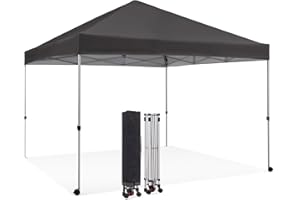 Gardesol 10' x 10' Pop-Up Canopy Outdoor Tent with Storage Bag for Patio, Parties, Shows, Camping, Wheeled, UV-Protected (Grey)