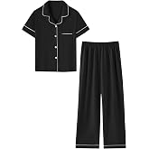 Umeyda Boys 100% Cotton Pajamas Short Sleeve and Long Pants 2-Piece PJ Set | 2-piece set, Short Sleeves and Long Pants, Loose Fit, Soft, Breathable, ages 4-14