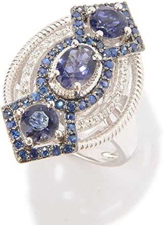 Sterling Silver 2ctw Iolite,Blue Saphire &amp; White Zircon Ring SZ 5-9
