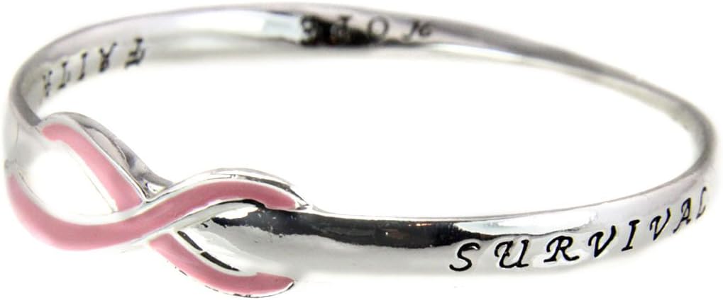 4031150 Pink Ribbon Cancer Awareness Strength & Courage Gift Prayer Blessing Twisted Bangle Fight