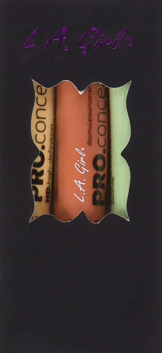 L.A. Girl Pro Conceal Set Orange, Yellow, Green Correctors, Pack of 3 (Bundle GC990+GC991+GC992-B)