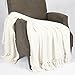 Home Soft Things White Throw Blanket Knitted Tweed Throw 50'' x 60'', Antique White, Super Soft Cozy Warm Comfortable Breathable Throw for Living Room Chair Couch Bed Sofa Bedroom Home Décor