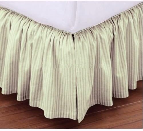 Vedanta Home Collection Hotel Quality 700-Thread-Count Egyptian Cotton Emperor Size One Piece Dust Ruffle Bed Skirt 8 Inch Drop Length Ivory Striped
