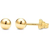 Kezef 14K Gold Filled Ball Stud Earrings for Women - Thick 14K Gold Layer, Hypoallergenic for Sensitive Ears, Round Studs | 3mm-9mm
