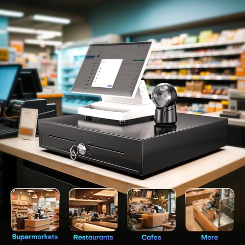 DMG Professional Cash Register with 7 Bill & 4 Coin Compartments - 3-Position Lock System, SPCC Steel & High-Strength Plastic, Removable Coin Trays & RJ11 Port for Receipt Printer