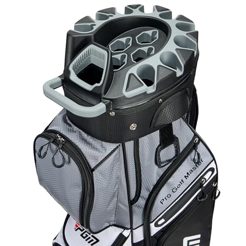 PGM Black Golf Cart Bag, 14 Way Silent Top Divider Premium Golf Bag with Ergonomic Handles & Rain Cover