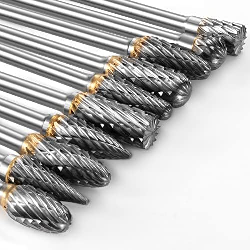 8-Piece Carbide Burr Set – 1/4" Shank, Double Cut Tungsten Carbide Rotary Bits For Die Grinder – Metal & Wood Carving, Engraving, Polishing, Grinding