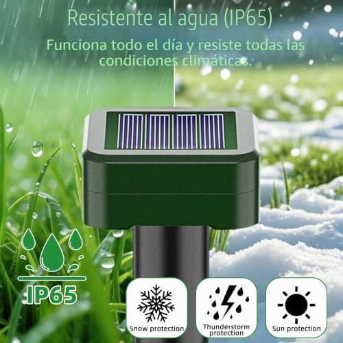 Solar Mole Repeller, Ultrasonic Mouse Repeller 4 Pieces, Animal Repeller for Repelling Moles, Moles, Snakes and Garden Rodents, Anti Moles, Against Pests
