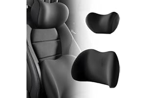 JUDUNA Car Headrest & Lumbar Support Cushion, 2025 New Car Lumbar Support Pillow and Car Neck Pillow Kit, Ergonomic Car Seat Headrest & Lumbar Cushion for Neck Back Pain Relief (Black)