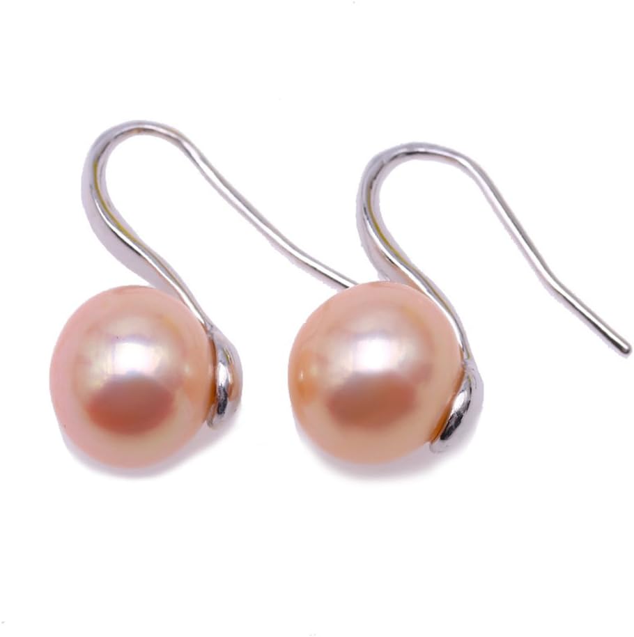 Pearl Dangle Earrings Sterling Silver 8mm White/Pink/Lavender Freshwater Pearl Dangling Earrings