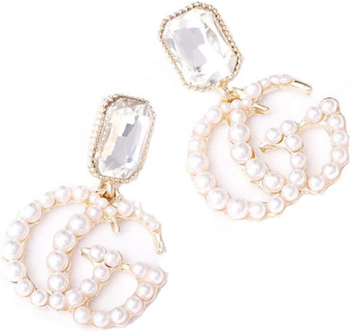 Luxury Pearl Initial Stud Earrings Dangle Drop for Women Earrings Jewelry for Women Girls