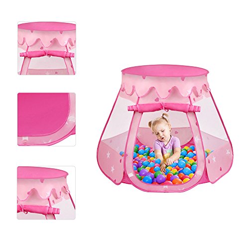 SUPPION Pink Princess Tent Indoor and Outdoor 1-8 Years Old Children Game Play Toys Tent(Balls are not included)